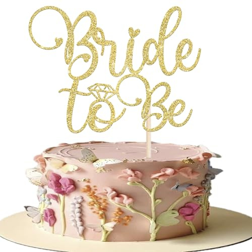 1 Stück Bride to Be Tortendeko Glitzer Ring Kuchen Deko Hochzeit Cake Topper für Hochzeit Braut Dusche Thema Party Kuchen Dekoration Gold