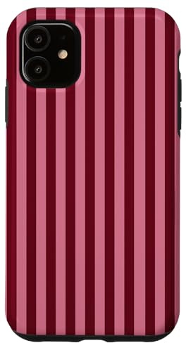 Burgundy and Pink Stripes Geometric Vertical Lines Trendy Case for iPhone 11
