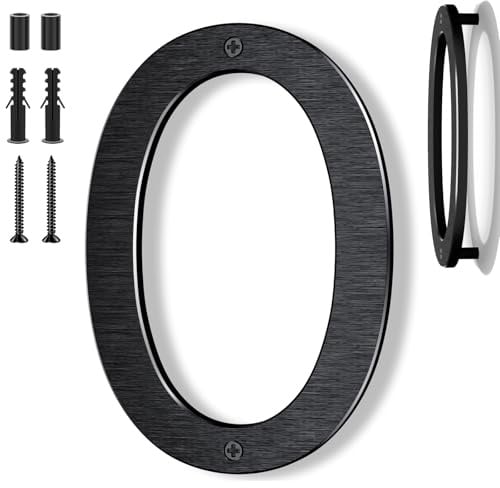 Yafimea numéro de maison exterieur noir 20 cm – En aluminium massif avec finition brossée, fixation par vis avec effet 3D flottant, résistant aux intempéries, Pour façade, mur, portail, garage (0)