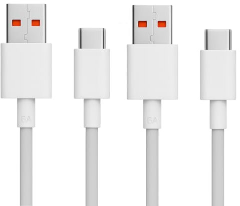 Huybaa Cable USB C, Carga Rápida 120W 6A USB a USB C Cable 1M,67W Carga Turbo Cable Tipo C USB para Xiaomi 15 14T 13 Lite 5G Pad 6 5 POCO X7 X6 Pro C75 C65, 2Pack