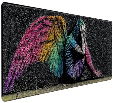 Wing Mouse Mat, Graffiti Gaming Mouse Pad 40x20in, Desk Mat Large, Office Desk Accessories, Mousepad Large with Stitched Edges, Improved Precision and Speed, for PC Gaming, Laptop, Office, 5-5350