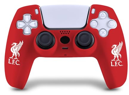 Head Case Designs Officially Licensed Liverpool Football Club White Liverbird Logo Red Silicone Game Controller Skin Case Compatible With PS5 Sony DualSense Controller