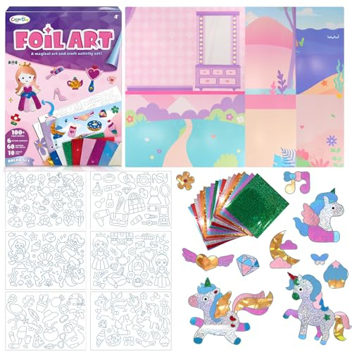 Lustiges Folien-Kunst-Set für Kid, Prinzessin, foil art kinder, folienspaß kinder, folien spass kind, Kunst-Bastelsets für Mädchen im Alter von 3–10 Jahren, Kid-Aktivitäts-Kits, Reisespielzeug