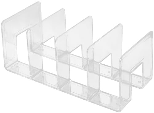 EXHUMKY Schülerbuchständer und Multifunktions Papierablage aus Kunststoff 4 fächer Desktop Organizer in Transparent Weiß Büro und Schulregal für Zeitschriften Akten und Dokumente