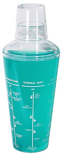 Cobbler Coctelera de tres piezas, de vidrio acrílico, diseño Blanca con métrica strichen ingrediente y datos para la mayoría de cóctel de Drinks/Contenido: 0,5 l | ERK