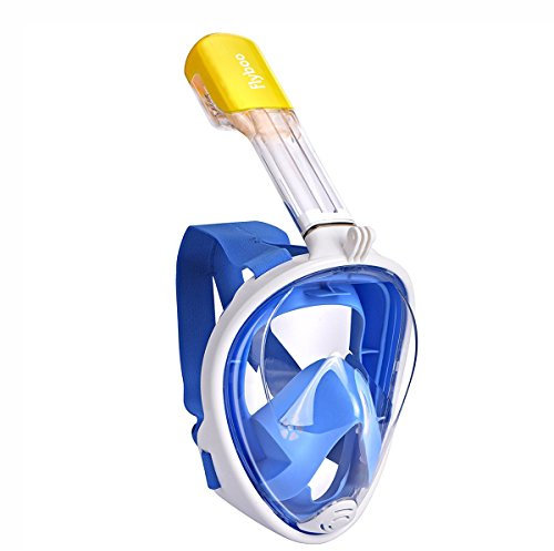 Flyboo Snorkel Mask, Full Face Snorkel Set, 180°view Snorkeling Gear with Panoramic Design-Compatible Sports Camera, Diving Mask with Anti-fog and Anti-leak Technology for Adults and Kids