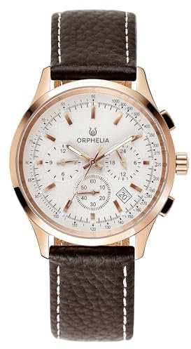 Orphelia Herren-Armbanduhr 24h Dual Time Quarz Leder, Brown/Silber