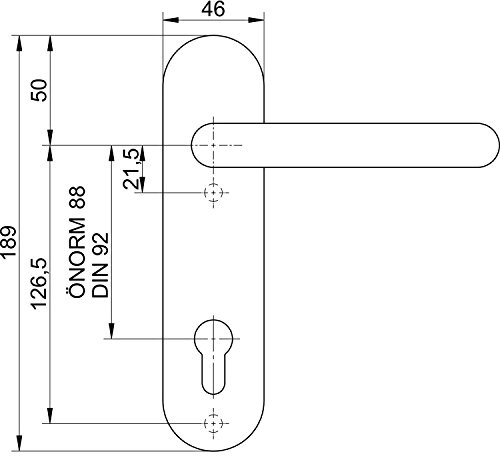 Drückerlochteil 1754 mit Kurzschild innen PZ 88 mm, rund, silber eloxiert, 1 Stück | Zubehör Beschläge Türen