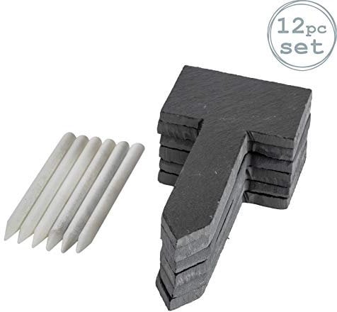 Nicola Spring Natural Slate Flower/Plant/Herb Square Top Label Pegs With Fine Chalk Sticks - Pack of 6