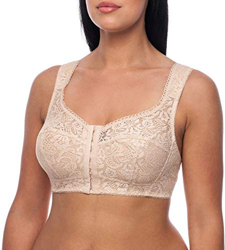 frugue Front Fastening Non Wired Wireless Support Bra Beige 44 J