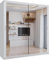 SLIDING WARDROBE 4U Double Mirror Sliding Door Wardrobe with LED LIGHT 90/120/150/180/203 (White, 203cm)