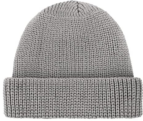 HANSEHELD Troyermütze 100% Schurwolle Strickmütze aus Wolle - Grau | Wollmütze | Grobstrick | Wolle | Umschlag | Made in Germany