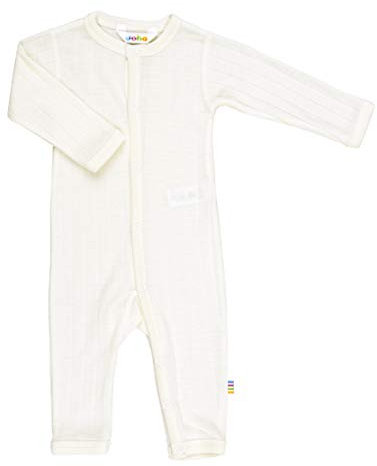 Joha Baby Unisex Schlafoverall aus Merino-Wolle/Seide Navy weiß, Farbe:weiß, Größe:80