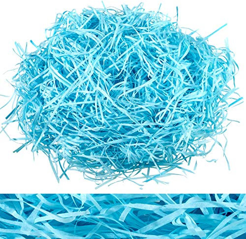 Whaline Osterkorb, Gras, geschreddertes Papier, Geschenkkorb, Füllmaterial, Bastbast für Ostereiersuche, Party-Dekorationen, 113 g seeblau