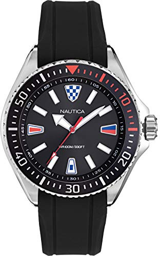 Nautica Crandon Park Herrenuhr, schwarz/Silber, Crandon Park Strand