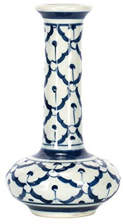 Ananas-Vase mit langem Hals, 12,7 cm, Porzellan-Keramik, Blau und Weiß