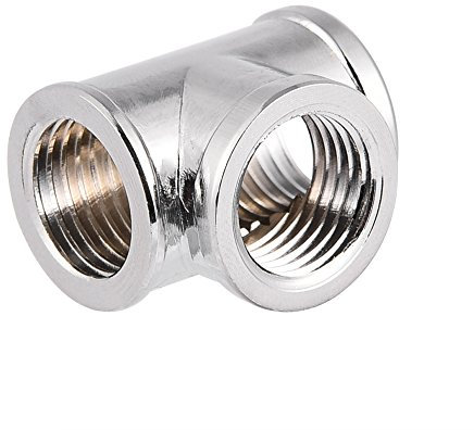 Bewinner Raccordo a Forma di T, Filettatura G1 / 4 3 Vie Raccordo a Forma di T Adattatore per Splitter per PC di Raffreddamento ad Acqua, ID12,9 mm;OD17mm, Materiale in Ottone