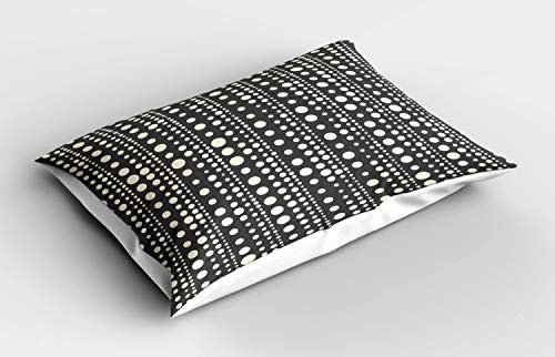 ABAKUHAUS Geometrisch Kissenbezug, Oval Ringe Mosaic Jahrgang, Dekorativer Standard King Size Gedruckter Kissenbezug, 80 x 40 cm, grau-Creme
