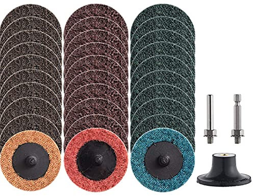 NYXCL 30Pcs Quick Change Discs Set, 2 inch Nylon Sanding Discs with 1/4 Holder, for Die Grinder Surface Prep Strip Grind Polish Finish Burr Rust Paint Removal, Surface Conditioning Discs