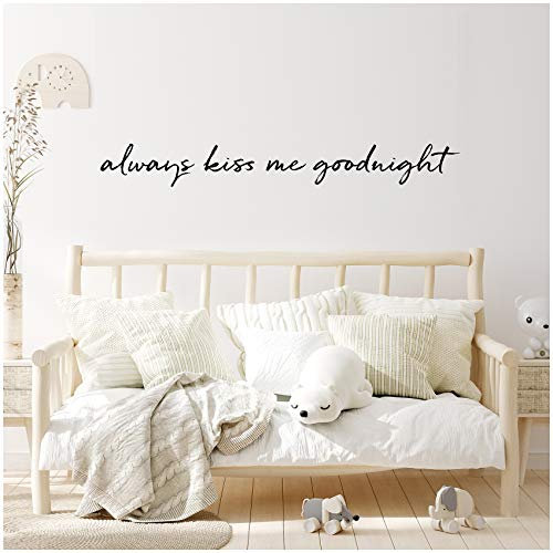 yabaduu Wandtattoo Schrift Sprüche Zitate Kinderzimmer Babyzimmer Aufkleber Folie Schwarz Matt Deko Selbstklebend (YX002 always kiss me goodnight)