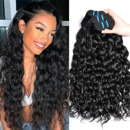 Ladiary Tissage Bresilien en lot 100% Meches Cheveux Naturel Brésilienne Water Wave Hair Bundles Tissage Naturel Couleur 3 faisceaux 12 14 16 pouce tissage bresilien Water Wave Hair Bundles