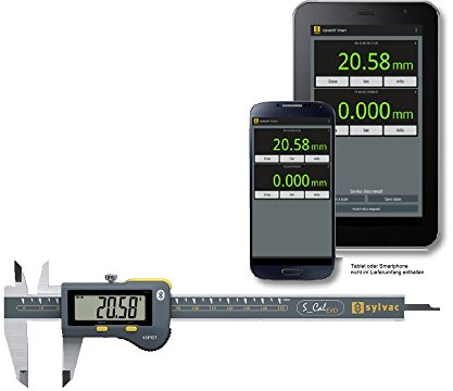 Sylvac Digital Messschieber IP67 S_Cal EVO 150 mm Ablesung: 0,01 mm (8101516) Built-in Bluetooth integriert Tiefenmaß: rund, Ø 1.5 mm