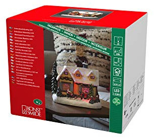 Konstsmide Fiberoptikhaus, Trafo- und batteriebetrieben, Multi, 4.5V Innentrafo/batteriebetrieben, Innen, 4 MulticolourDioden, schwarzes Kabel - 4224-000