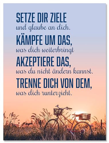 wandmotiv24 Leinwandbild Motivation, Hochformat, setze dir Ziele, Fahrrad M0374