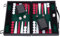 Engelhart-250514- Backgammon 11 INCH genähter Filz und Kunstleder- 30 cm (grün/rot/weiß)