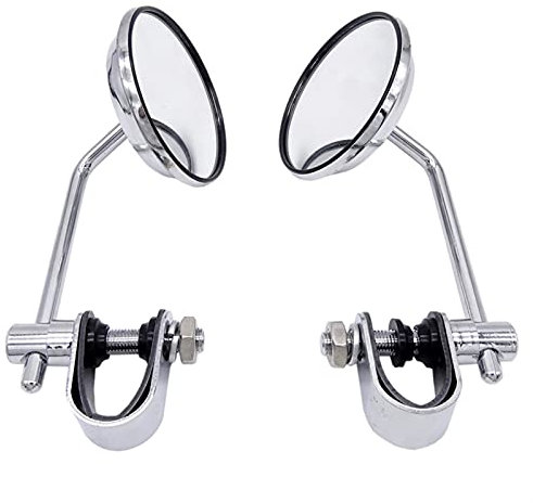 XHSM Motorrad Spiegel 1 Paar Universal 8mm Edelstahl Motorrad Rückspiegel Classic Retro Vintage Runder Rückspiegel Motorrad Rearview Spiegel (Color : Silber)
