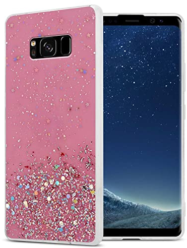 Cadorabo Hülle kompatibel mit Samsung Galaxy S8 Rundumschutz TPU Silikon Case Mädchen Glitzer Strass Design Slim Kratzfest Weiche Gummi Bling Schutzhülle für Samsung Galaxy S8 in Rosa