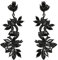 EVER FAITH Orecchini in stile Art Deco vintage, orecchini pendenti in piombo floreale con cristalli di strass e smalto Nero