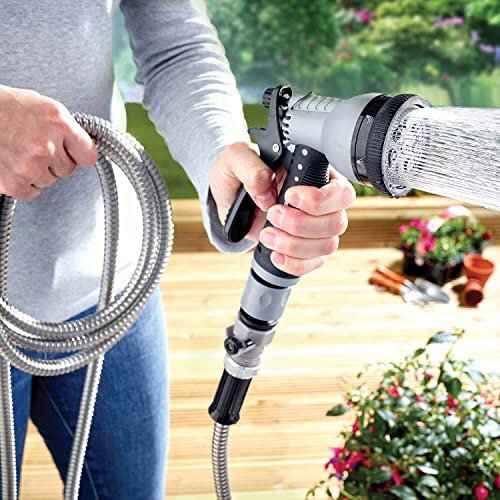 Coopers of Stortford - Stainless Steel Garden Hose - 30m/100ft Lightweight & Flexible - Kink-Free Garden Hose Pope, Weather-Resistant with 7-Pattern Spray Nozzle