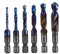 Ensemble d'embouts HSS pour tarauds combinés en titane, 6 pièces, taraudage à vis de taraudage 3 en 1, avec tige hexagonale 1/4 pouce (Bleu)