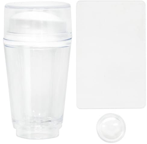 Clear Silicone Jelly Stamper - Double Sided Nail Art Stamper with Scraper for French Tip Manicure Tools