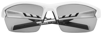 NAKED Optics Sportbrille Herren - Ultraleichte Fahrradbrille Damen - Bequeme Sport Sonnenbrille mit Anti-Slip Pads - Schnelle Brille ideal für Radfahren (Halfframe White/Photochromic Lens)