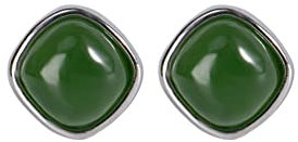 Lllunimon 925 Sterling Silber Natürliche Grüne Hetian Jade Ohrstecker, Zierliche Quadrat Edelstein Ohrstecker, Charmante Schmuck Geschenke für Männer Frauen