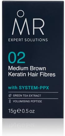 MR Medium Brown Hair Fibres (15g). Hair Loss Concealer with System-PPX, Thinning Concealer for Bald Patch Cover Up, Thickener for Men, Hair Texture Powder