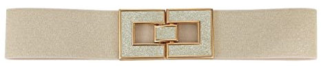Gunsound Damen Gürtel Elastischer Taillengürtel, Breiter Stretch Gürtel Dehnbar Retro Haken Gürtel für Kleid (Gold+Gold Schnalle, Für Taillenweite 68cm-90cm)
