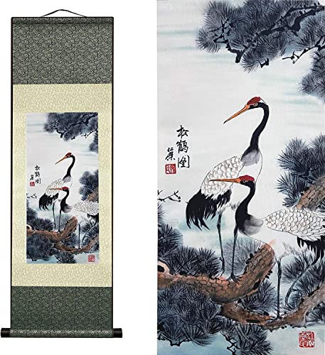 Chinesische WandbehangChinesische Wandkunst Rollbild Japanische Schriftrolle, Landschaftsmalerei Rollbilder Hängende Kunstseide Rollbild Asiatische Wanddekoration Vier Jahreszeiten Frühling Sommer Her