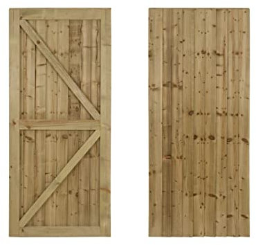 Featheredge Wooden Garden and Side Gates, Fully Framed and Capped (v2)(H-1800, W-1100, Natural (Light Green) Finish)