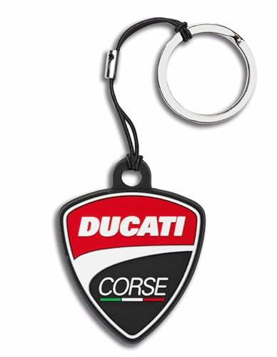 Ducati Corse Shield Schlüsselanhänger, Rot/Ausflug, einfarbig (Getaway Solids), Einheitsgröße, Modern
