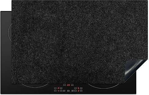 KitchenYeah© Copri Piano Cottura 83x51 cm Coprifornelli Tappetino per Induzione Fornello Tutto per la Cucina Granito - Nero - Struttura in granito - Scuro