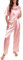 Nanxson Femme Ensembles de Pyjama Été Satin Vêtements de Nuit Pyjama Sets Haut à Manche Courte et Pantalon Longue, Rose