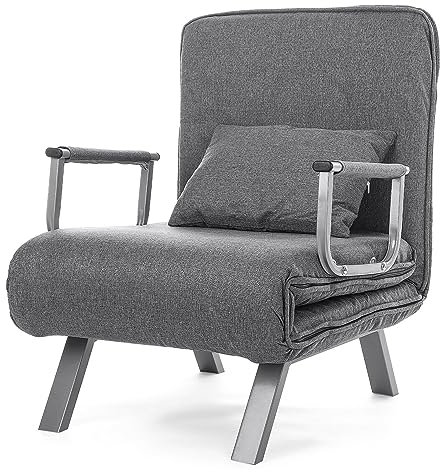 Youyijia 3-in-1 Sofa Bed Chair, Convertible Adjustable Folding 5 Position Sleeper Chair Beds with Back, Upholstered Seat Single Flip Chair Leisure Floor Couch for Small Space/Apartments