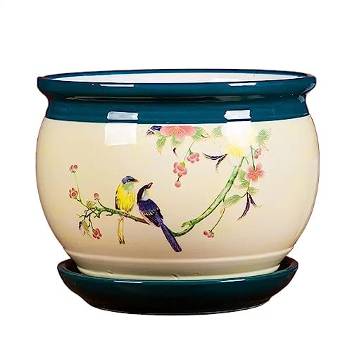 Blumentopf Blumentöpfe aus Keramik, groß, mit Tablett, Blumentöpfe, chinesischer Retro-Minimalismus, Pflanzgefäße, Sukkulenten, Grünpflanzen, Pflanzen, dekorative Ornamente for Zuhause Blumentopf aus