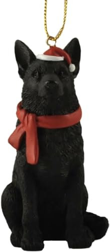Dekofigur Deutscher Schäferhund, Ornament für Weihnachtsbaum, Festtagsstrumpffüller, Festtagsdekoration, Schwarz