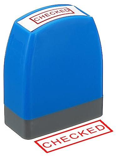 PATIKIL Geprüft Stempel Selbstfärbend Rot Tinte Büro Briefmarken Vorgefärbter Nachrichten Stempel Nachfüllbarer Geschäftsstempel Stil 1 Blau