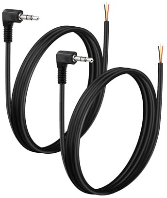 PNGKNYOCN 1/8 Stereo auf Blankdraht Audiokabel, 2 Pack 90 Grad Ersatz 3.5mm TRS Stecker auf Blankdraht offenes Ende für Audio Equipment Kabel Reparatur(1M/3FT)