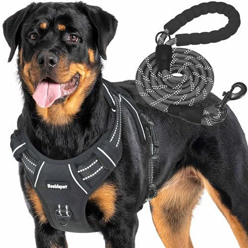 Beebiepet Strapazierfähiges, taktisches Hundegeschirr für große Hunde, kein Ziehen, verstellbares Haustiergeschirr, reflektierend, Service-Training, einfache Kontrolle, Haustierweste, Militär, K9,